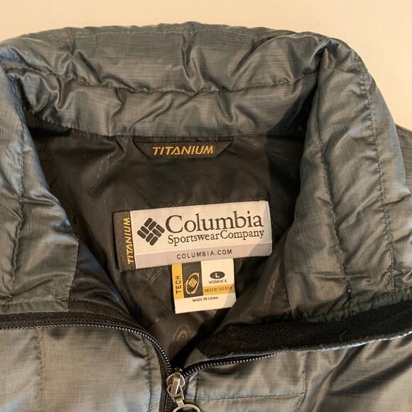 Columbia Vest Women L Large Gray Titanium Tech Interchange Down Insulated Zip Up - Picture 6 of 12